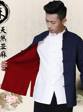 中国风唐装棉麻外套上衣大码男装