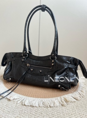 lineonline 自制25新款city真皮机车包单肩手提包女包