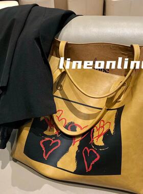 lineonline 西太后非洲系列女性画像涂鸦大托特包购物袋20新款