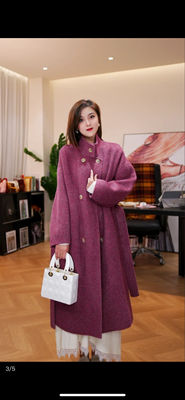 【年华】世家千金桑蚕丝羊毛兔毛长毛加厚高级感高奢经典大衣