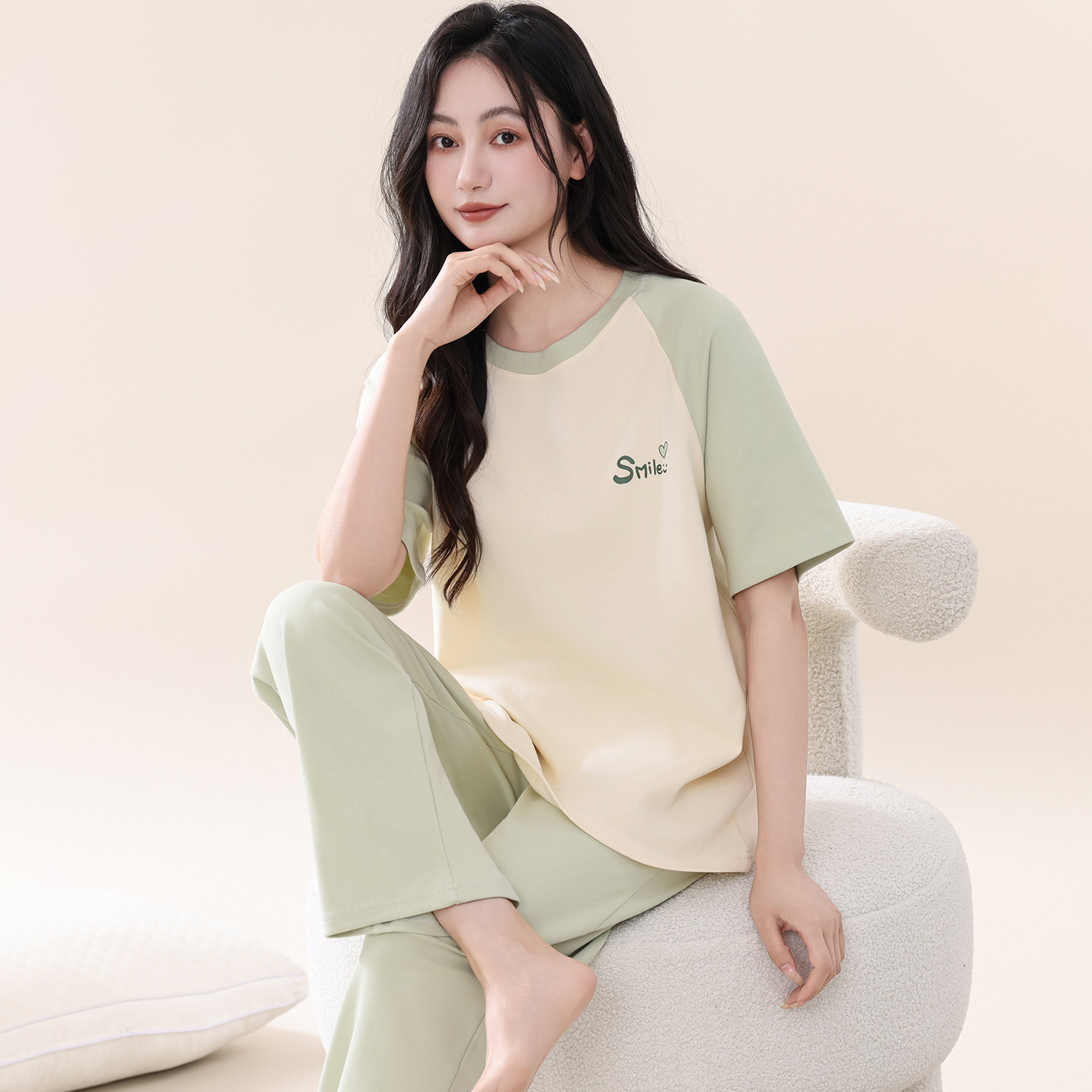 2026年新款纯棉短袖长裤妈妈睡衣女款夏季休闲女士中年妇女家居服