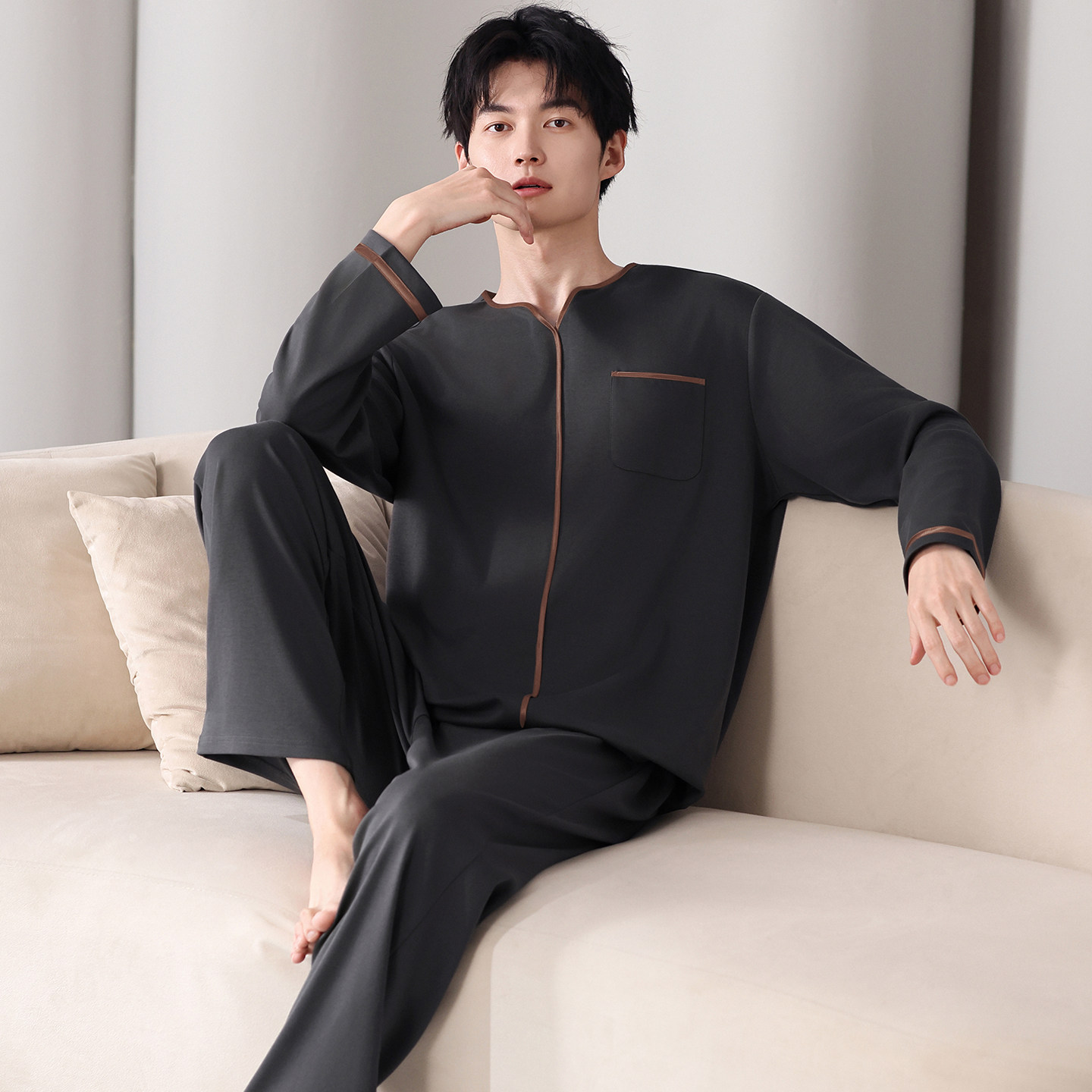 纯棉男士睡衣2026新款春秋冬季长袖全棉青中年爸爸家居服两件套装,女士内衣/男士内衣/家居服,睡衣/家居服套装,淘宝优惠券,粉丝福利购,淘宝优惠卷