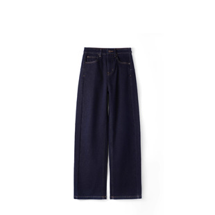 时尚 高端2025秋冬新款 女装 裤 百搭潮 德绒锁温阔腿微弯刀宽松牛仔裤