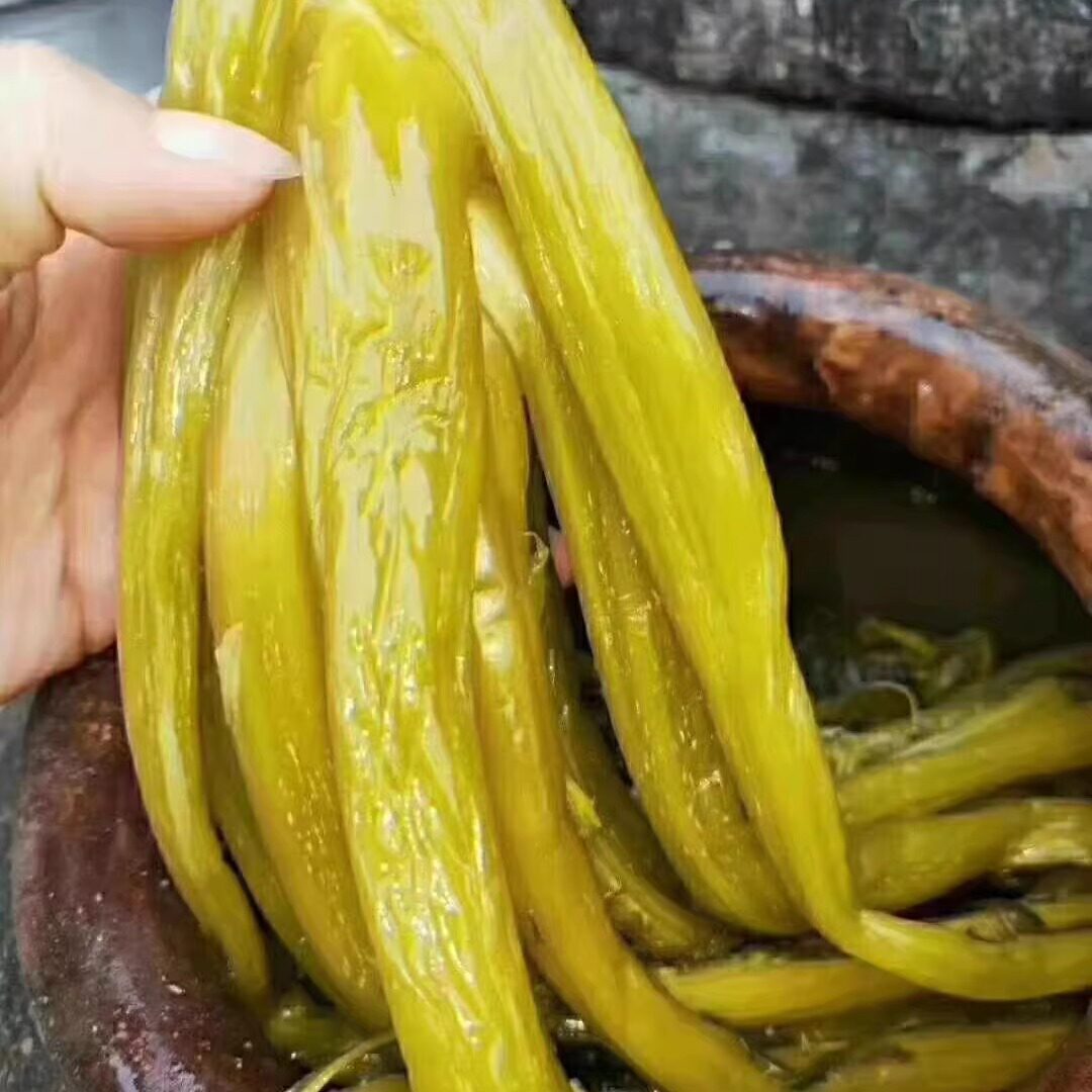 梅州客家特产大埔农家自制食用水咸菜老坛苦笋酸菜1250克瓶装兴宁