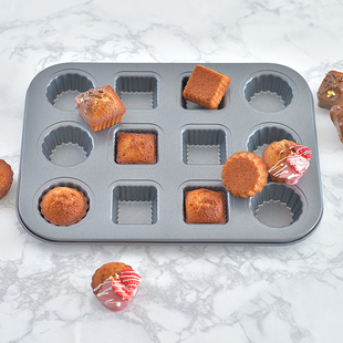 日本COTTA正品12连花边水果塔蛋挞糯米不沾烘焙蛋糕点心烤盘模具