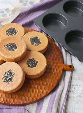 FL日本cotta圆形玛芬带盖松饼汉堡月饼蛋糕烘焙模具6连烤盘