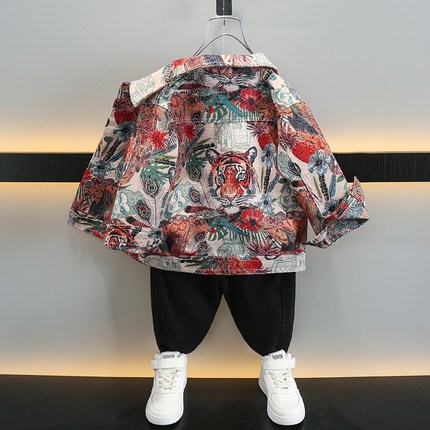 男童外套春秋款儿童秋装夹克2023新款韩版洋气宝宝时髦小男生上衣