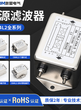 电源滤波器CW4L2导轨式220V交流单相双级抗干扰10A20A30A净化器6A