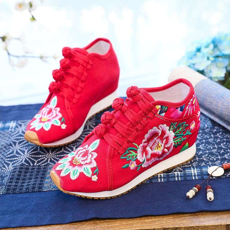加绒老北京布鞋百搭绣花鞋厚底运动休闲旅游鞋时尚牛仔单鞋舞蹈鞋