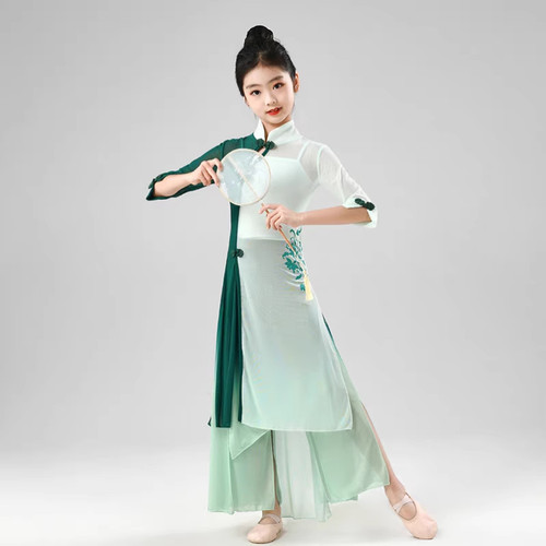 出租古典舞蹈服女儿童云水谣纱衣茉莉花演出服练功服扇子舞表演服