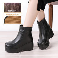 Darling Baby's new winter leather thick-soled ankle boots, women's wedge heels, wool boots, fur and leather boots, cotton boots thumbnail 2