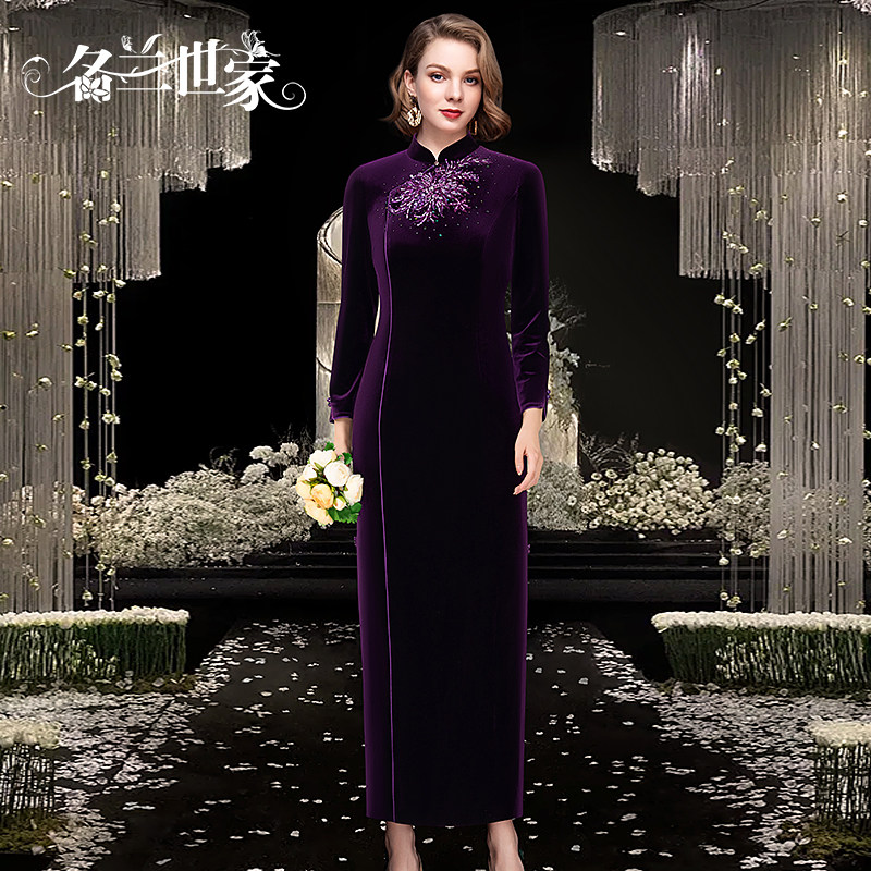 名兰世家新中式旗袍妈妈婚宴礼服图片