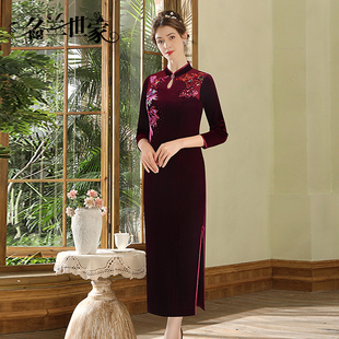 名兰世家婚宴妈妈装 旗袍 连衣裙喜婆婆婚礼服秋冬高贵气质改良式