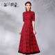 名兰世家妈妈婚宴礼服婚庆主持人年会宴会蕾丝连衣裙改良旗袍原创