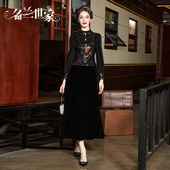 名兰世家宴会礼服长裙原创新款 高端妈妈丝绒连衣裙气质平时可穿