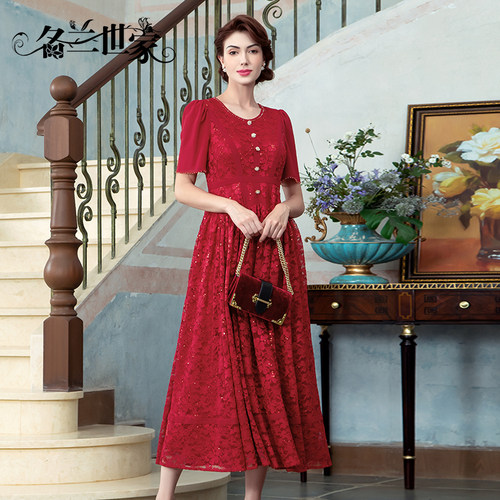 名兰世家蕾丝喜婆婆婚礼礼服裙子