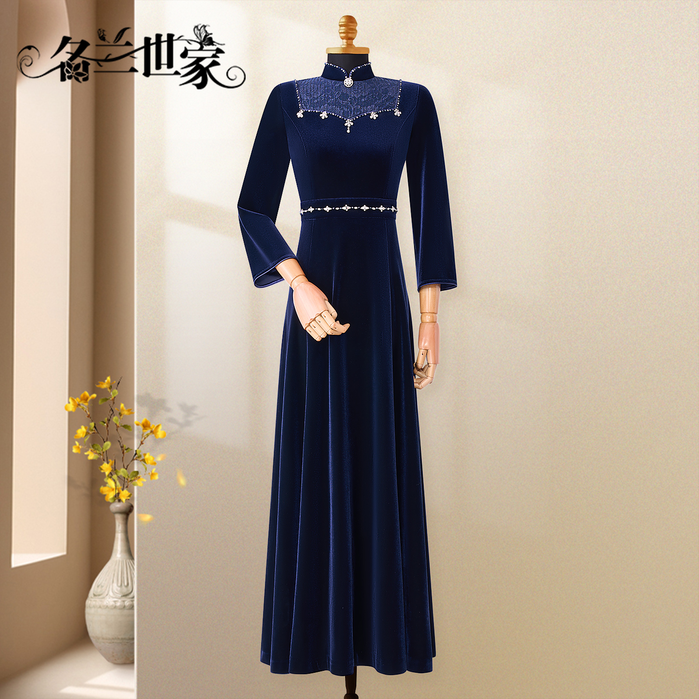 喜婆婆婚宴装礼服高贵丝绒连衣裙