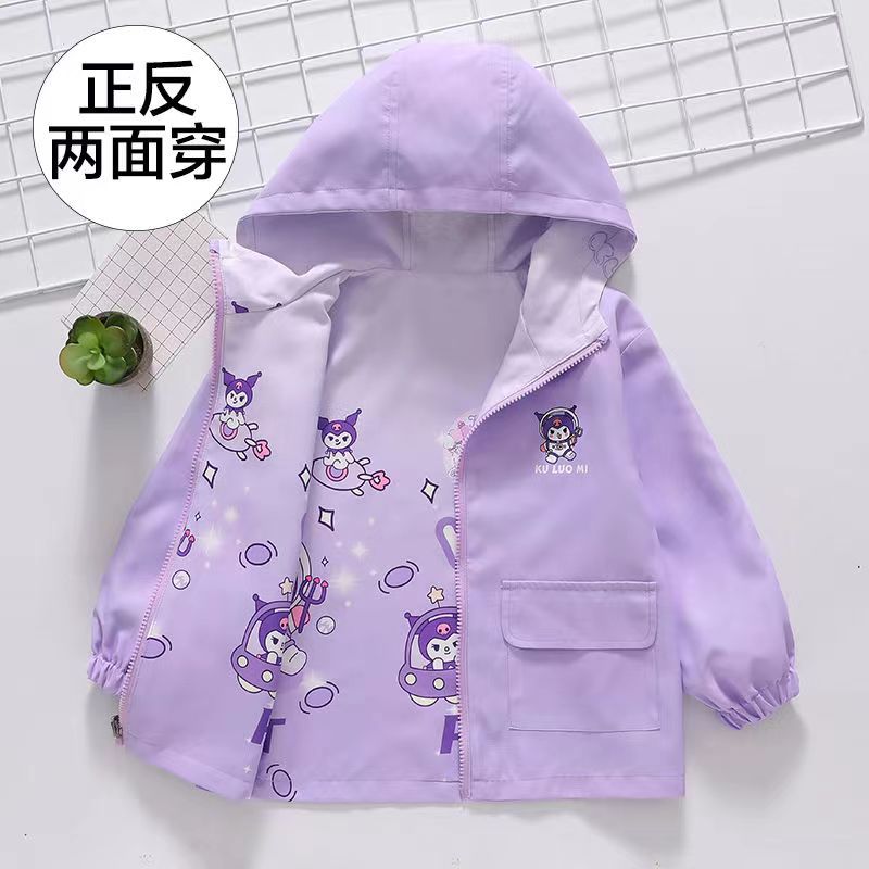 女童外套春秋款2025新款洋气童装春装儿童双面穿冲锋衣女大童上衣