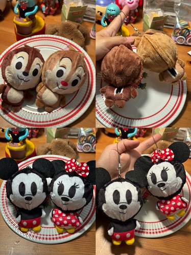 中古外单大头毛绒挂件奇奇蒂蒂米奇米妮玩偶孤品吊饰包挂件