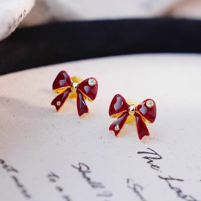 红色蝴蝶结滴油蚊香盘耳夹