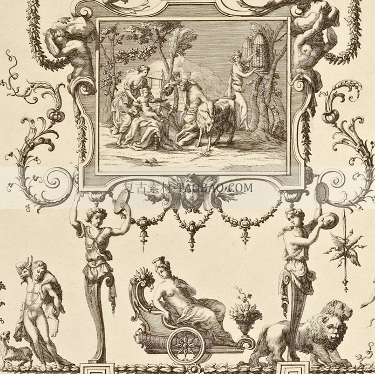 17世纪欧洲风景园林装饰点缀建筑版画花纹艺术参考资料设计素材
