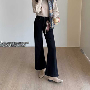 薄绒喇叭裤 女微喇裤 2025秋冬加绒植绒不贴腿四面弹牛仔裤 小黑牛