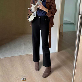 女九分烟管法棍裤 爆犀牛2025秋冬新款 弹力显瘦高腰直筒牛仔裤