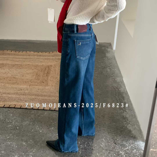 长裤 小马刺绣 直筒裤 女窄版 阔腿四面弹 2025秋冬加绒植绒牛仔裤