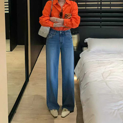 【三YI家】2026春季新款高腰窄版直筒裤女版型超好看的牛仔裤显瘦