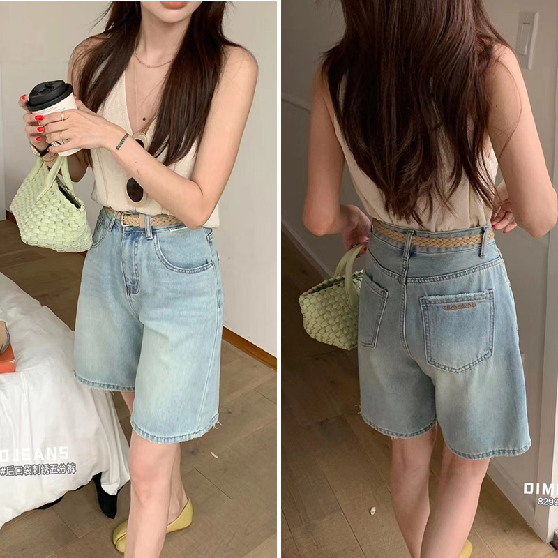 DIMO~直筒五分牛仔短裤显瘦宽松