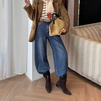 爆犀牛~冬季弯刀牛仔裤加绒垂感