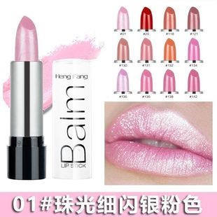 珠光鎏金细闪粉银色复古大红裸粉色玫红色口红微闪唇膏滋润人鱼姬