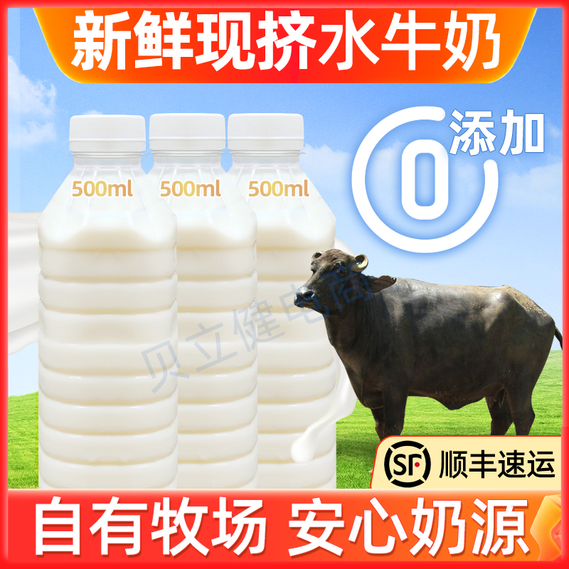 广东牧场现挤水牛奶500g瓶装商用全脂纯牛奶生牛乳马苏里拉零添加