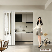 PVC开放式 厨房折叠门推拉门隐形燃气开通临时门无下轨免打孔隔断