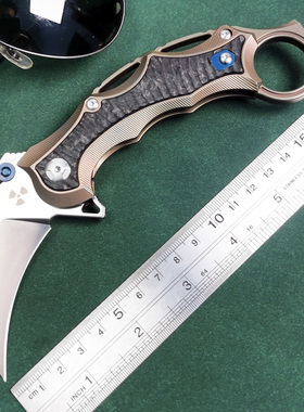 正品CPM S35VN粉末钢折刀高硬度锋利户外露营附身指环折叠爪刀具