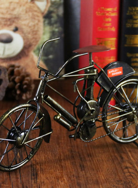 包邮复古风铁艺金属自行车模型