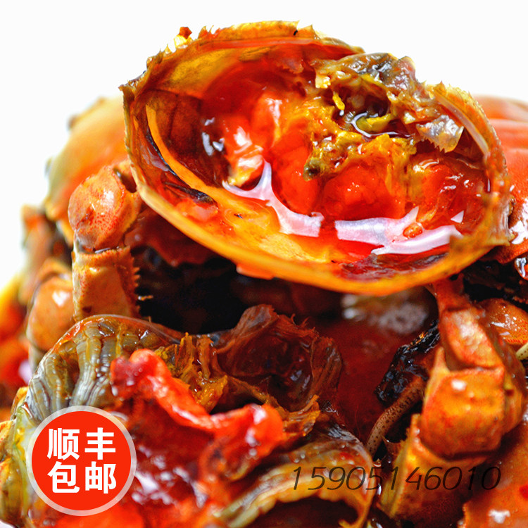 六月黄现做香辣蟹500g 即食鲜螃蟹盒装麻辣海鲜小零食六月黄螃蟹