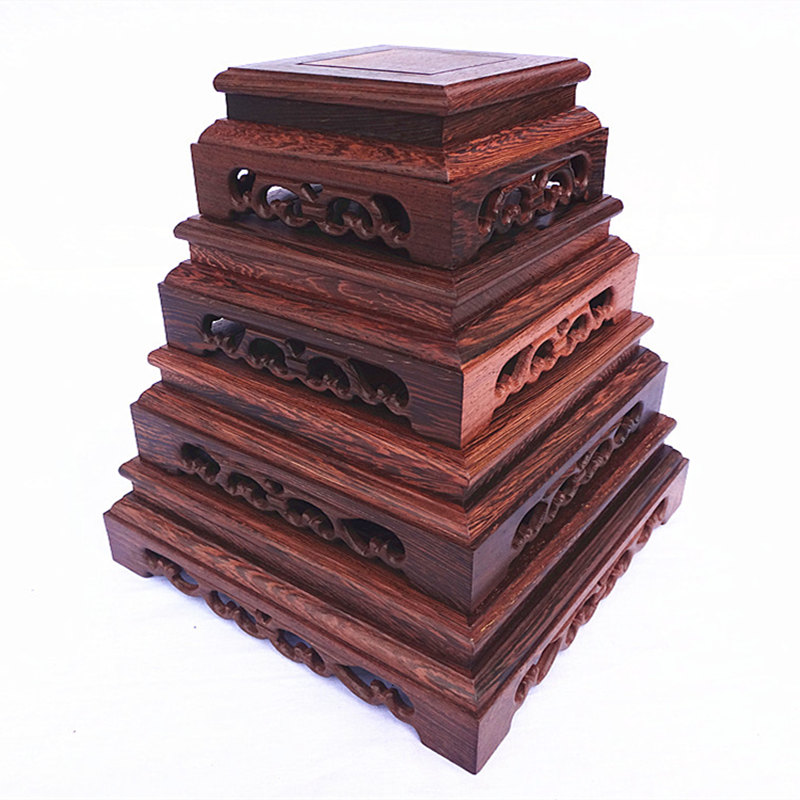 特价鸡翅木定制实木雕刻佛像花瓶