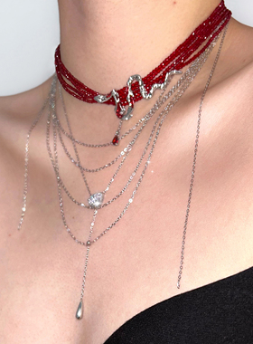 SU浮空岛「赤鳞覆骨」灵蛇原创小众高级感项链红色锁骨链叠戴项圈