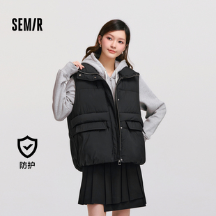立领外套 森马棉马甲女防水纯色百搭oversize冬2024新款 商场同款