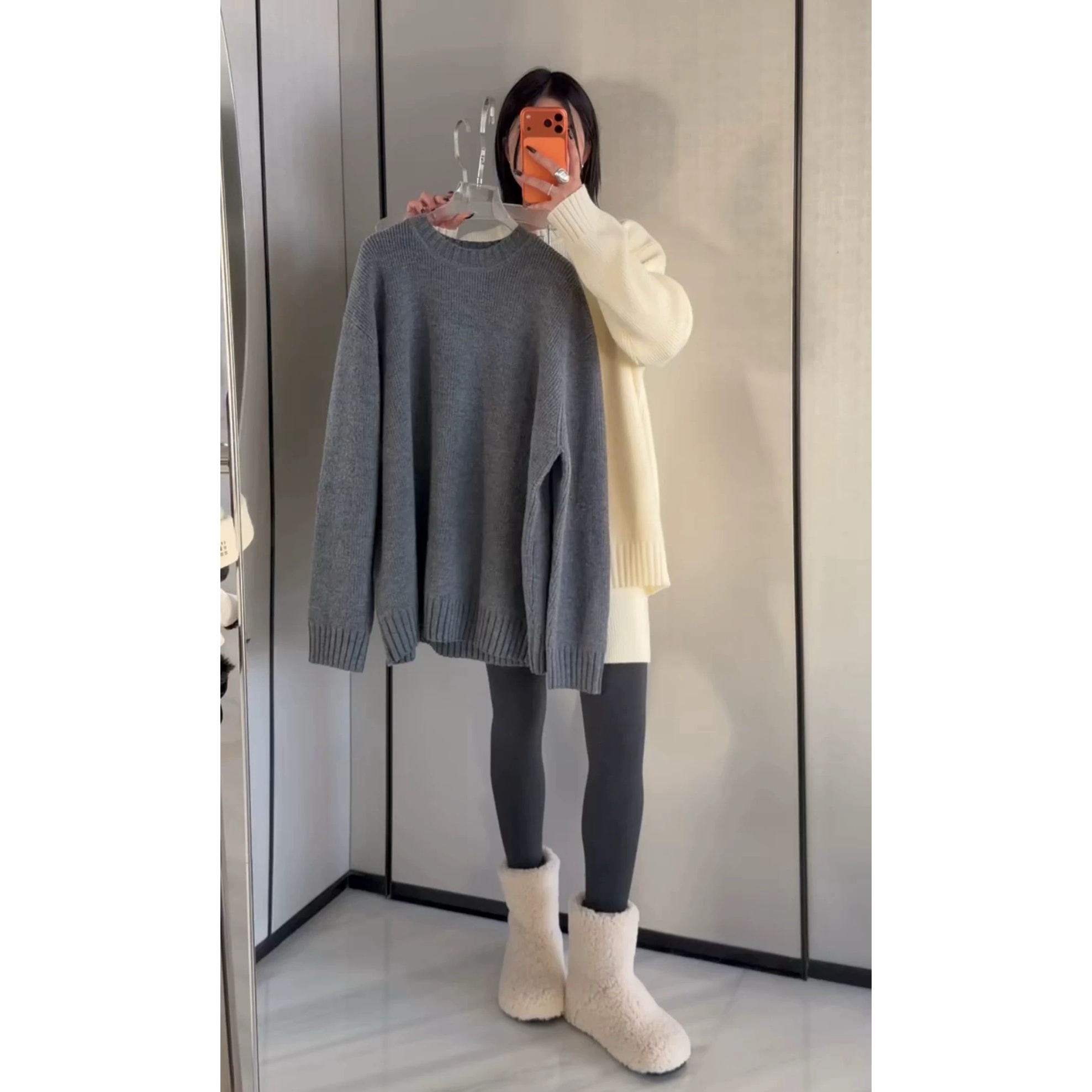 现货诗歌兰90271慵懒休闲知性毛衣+松紧腰针织半裙套装女25年冬季