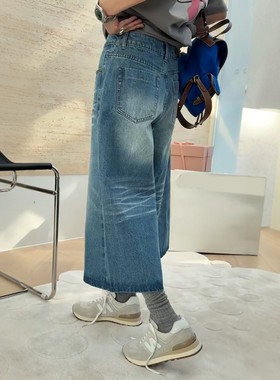 秒发百搭诗歌兰女25秋季87680牛仔裤松弛感阔腿显瘦百搭九分裤C06