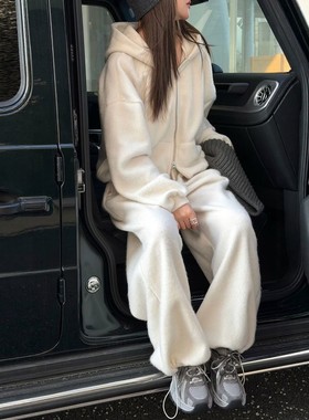 现货主推诗歌兰04400摇粒绒连帽拉链卫衣+卫裤休闲套装2025冬季新