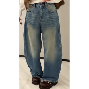 25年冬季 现发诗歌兰C18171美式 女装 薄绒牛仔裤 街头复古休闲弯刀裤