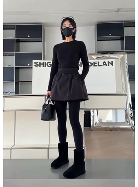 现货诗歌兰5803小众舒适简约松紧腰高腰蓬蓬裙棉半裙女2025冬季新