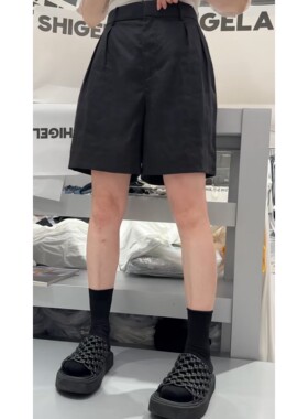 秒发诗歌兰58221百搭气质南瓜色后松紧腰麻料短袖25秋季新款女装