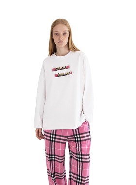 LarvaCosmos｜collage系列鸭嘴夹图案印花长袖T恤