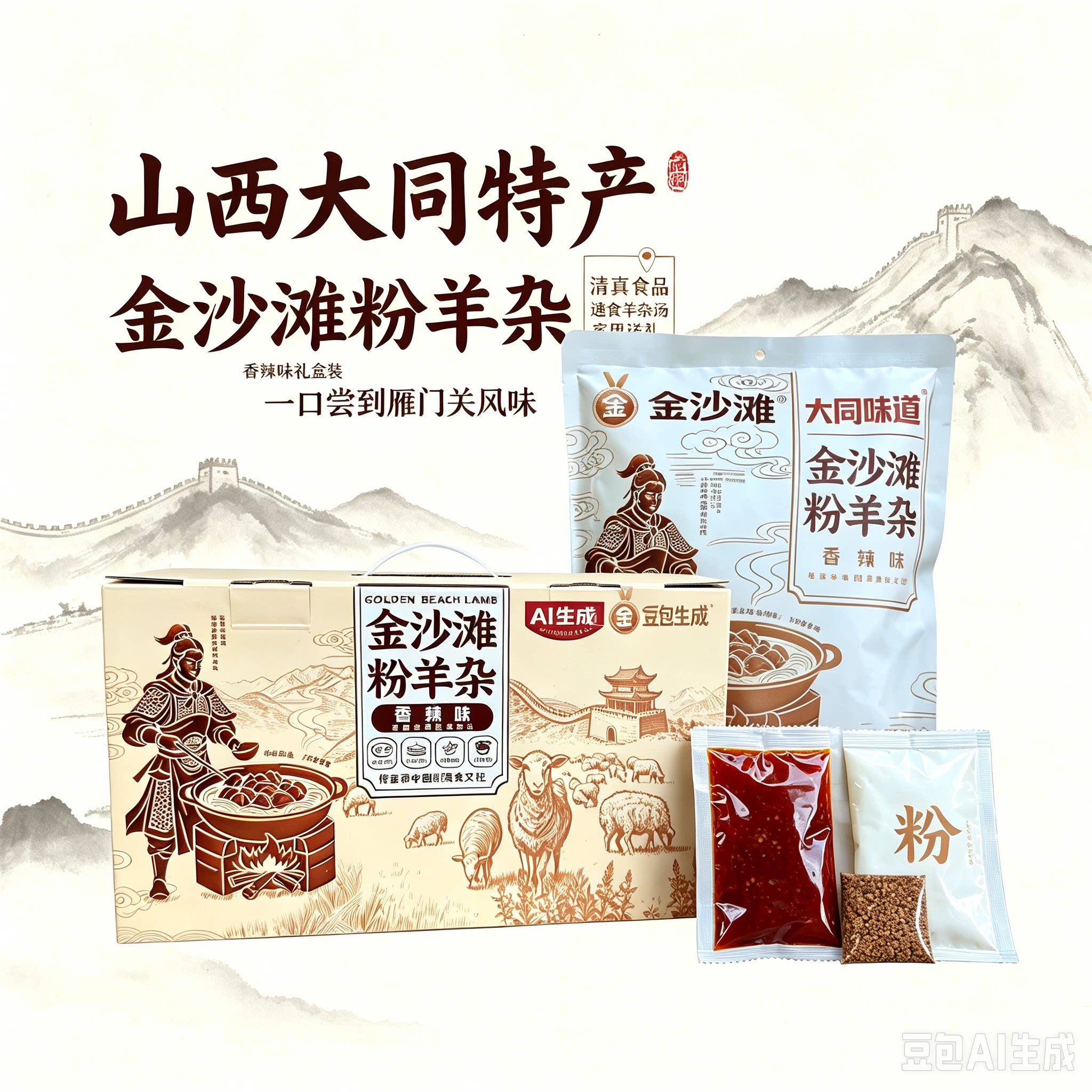 山西特产怀仁羊杂大同羊杂割羊杂碎带羊杂粉羊杂汤即食真空全羊杂