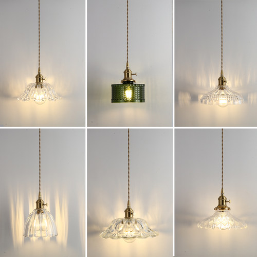 黄铜玻璃灯吊灯老上海床头吊灯