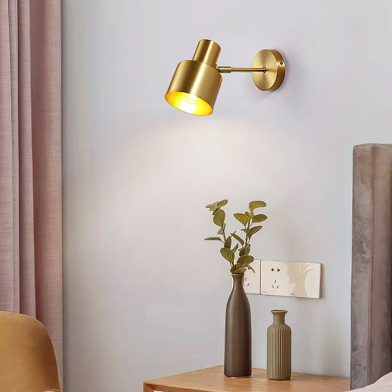 北欧简约创意网红全铜壁灯镜前灯黄铜过道客厅卧室墙上床头壁灯